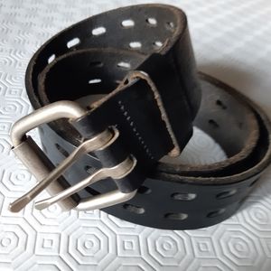 Vintage black leather belt made in Canada